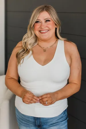 A Little Bit Longer V-Neck Tank Top- Off-White