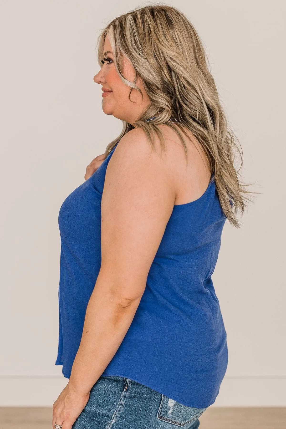 All Fired Up V-Neck Tank- Royal Blue