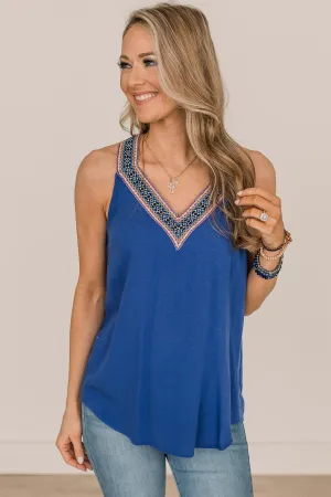 All Fired Up V-Neck Tank- Royal Blue