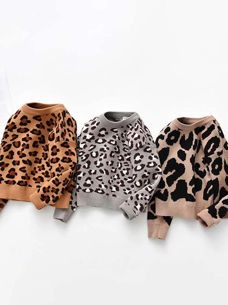 Animal Power Girls White & Black Animal Print Jumper - Snow Leopard Grey