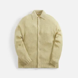 Auralee Shetland Wool Cashmere Knit Cardigan - Yellow Green