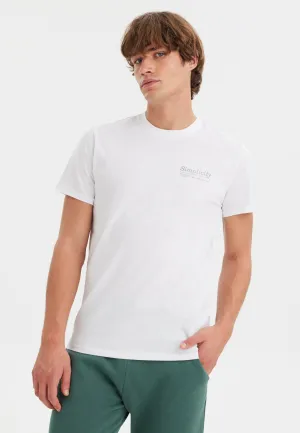 Beyaz Baskılı Bisiklet Yaka Pamuklu Erkek T-Shirt WMEMBROIDERY SIMPLICITY