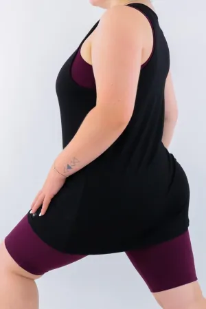 Black - Long Tank Top - V-neck - Sleeveless