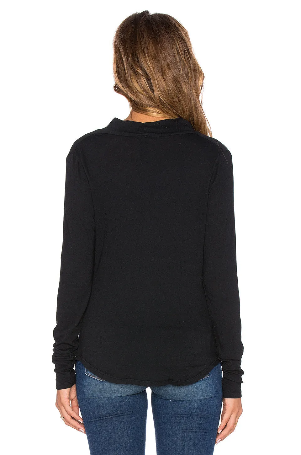 Bobi Long Sleeve Drape Neck Top