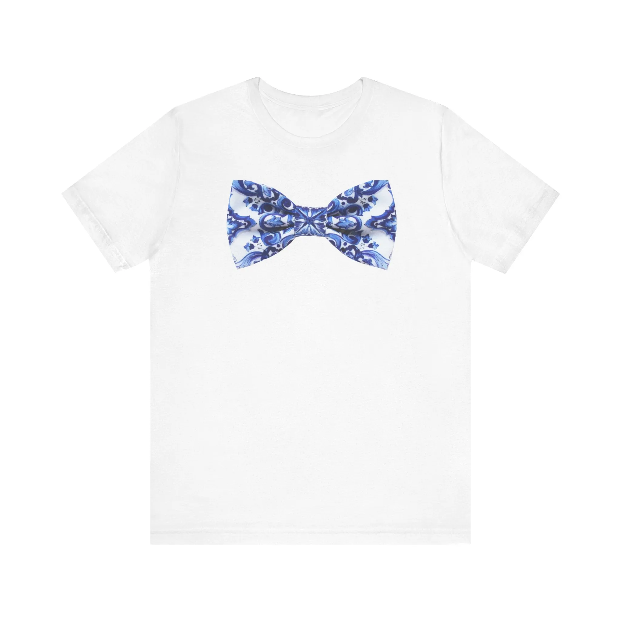 BowT-shirt white and blue bow tie
