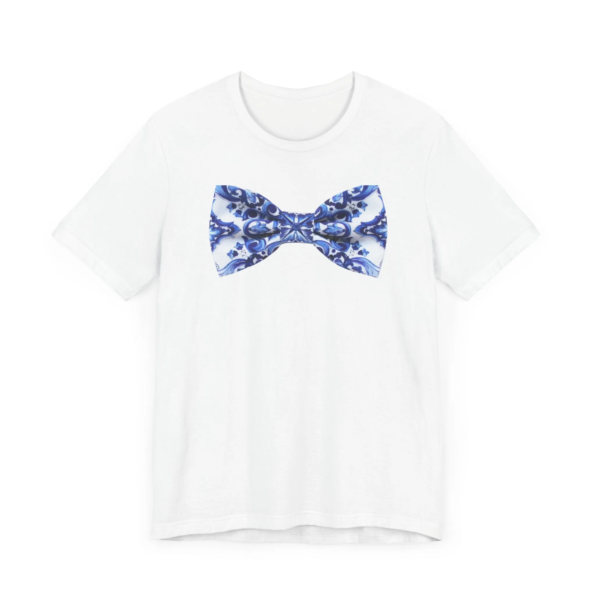 BowT-shirt white and blue bow tie