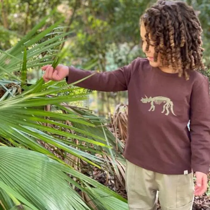 Brown Dino Skeleton Tee