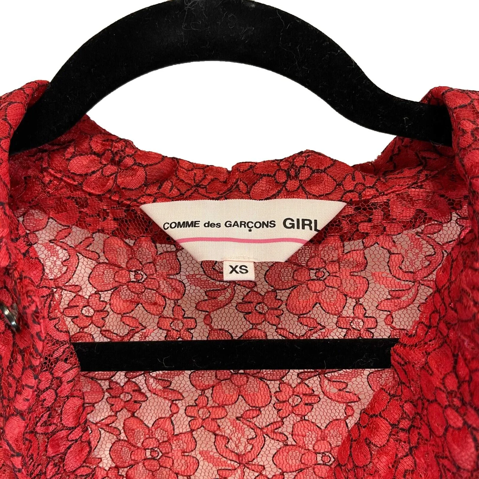 Comme des Garcons Girl Pristine Sheer Lace Shirt Button Down 2020 Red XS