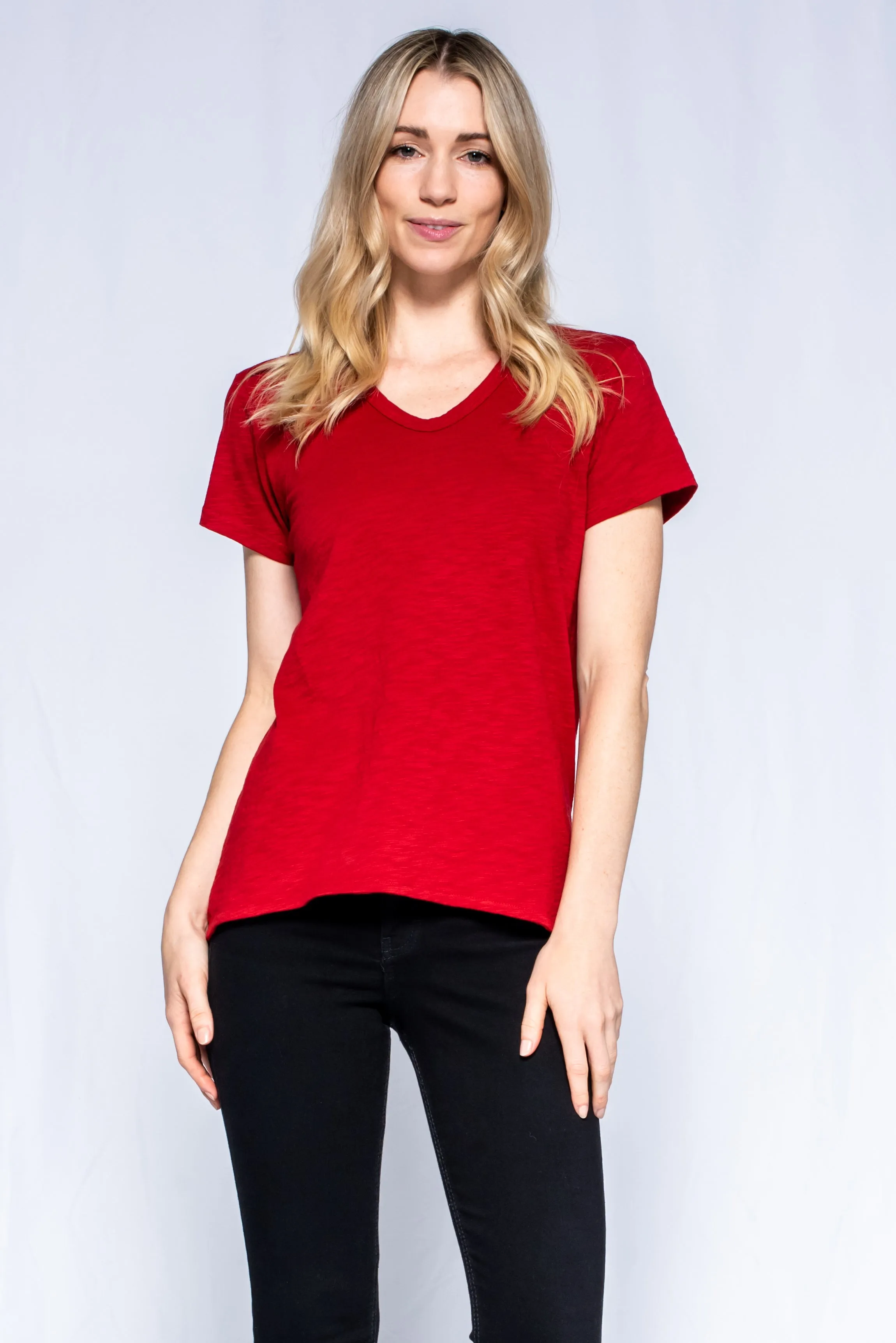 Crew Neck Short Sleeve Shrunken Boyfriend Tee
