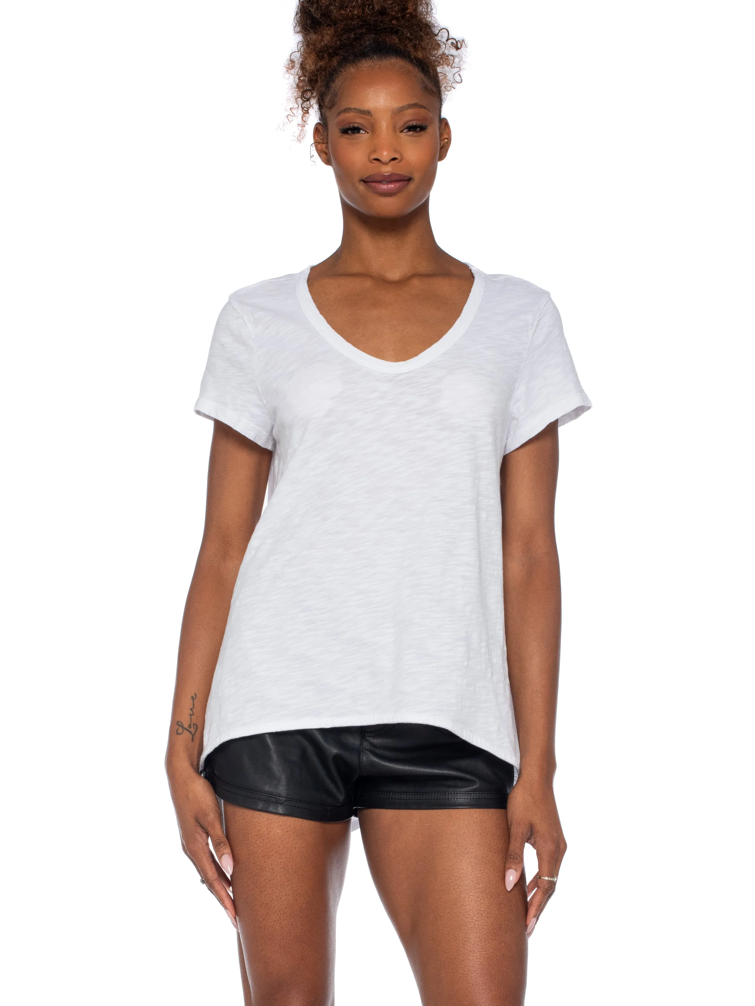Crew Neck Short Sleeve Shrunken Boyfriend Tee