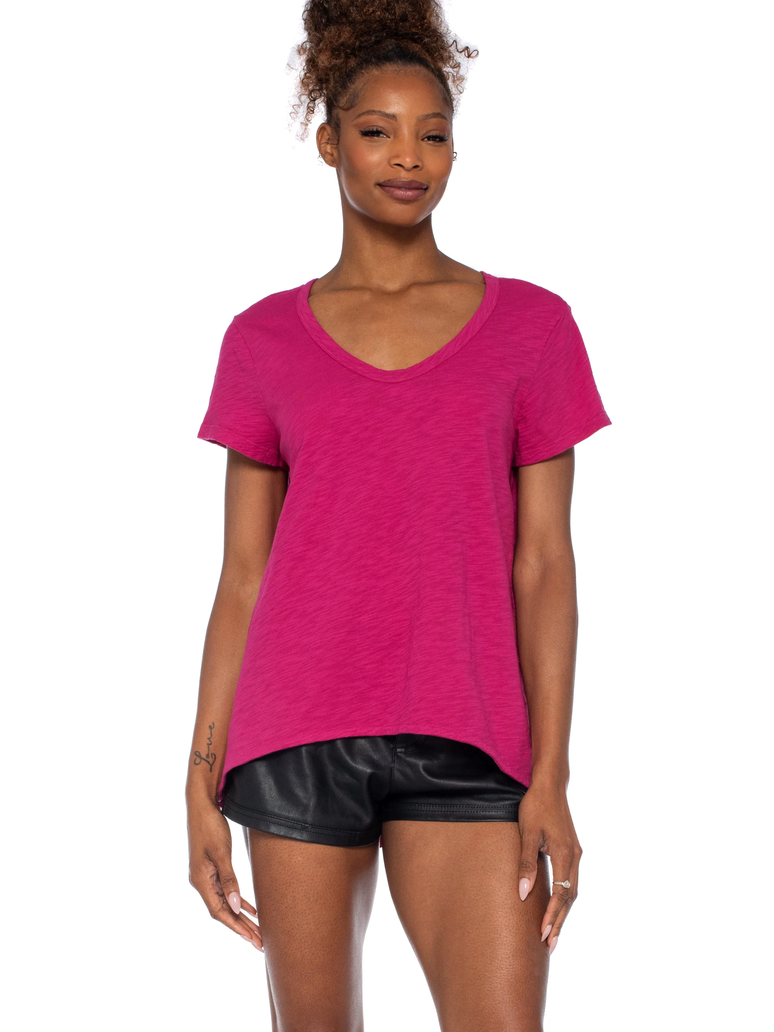 Crew Neck Short Sleeve Shrunken Boyfriend Tee
