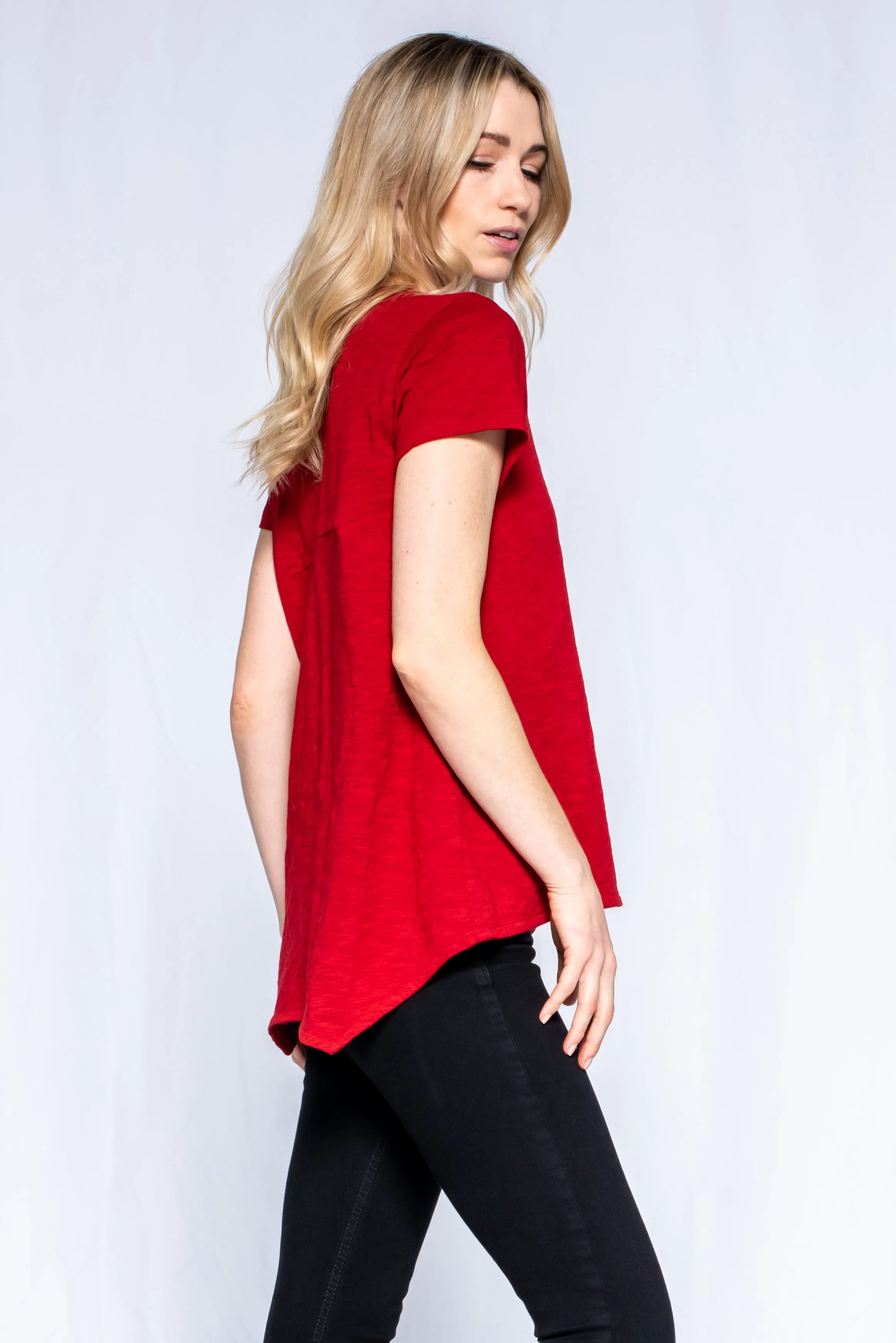 Crew Neck Short Sleeve Shrunken Boyfriend Tee