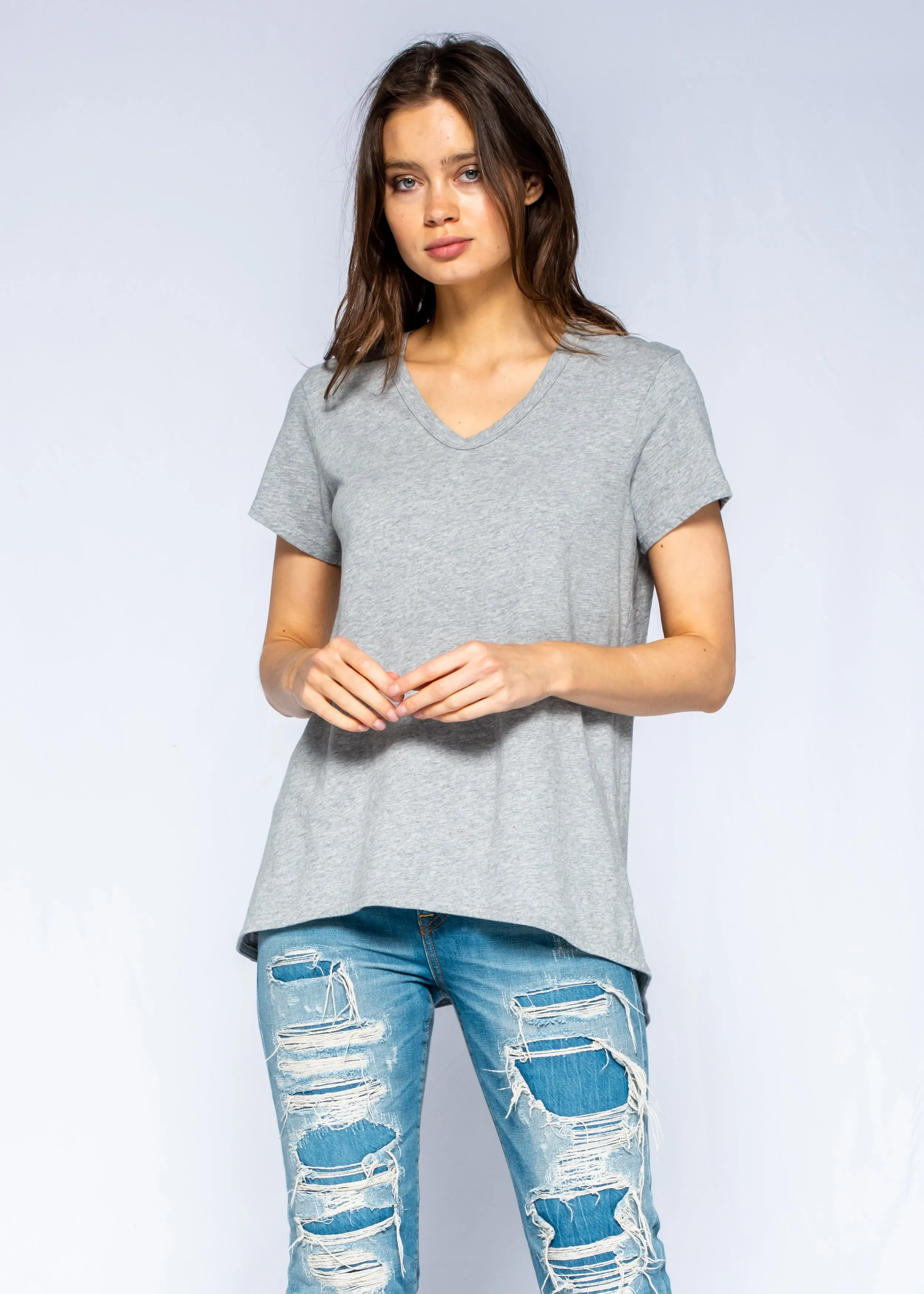 Crew Neck Short Sleeve Shrunken Boyfriend Tee