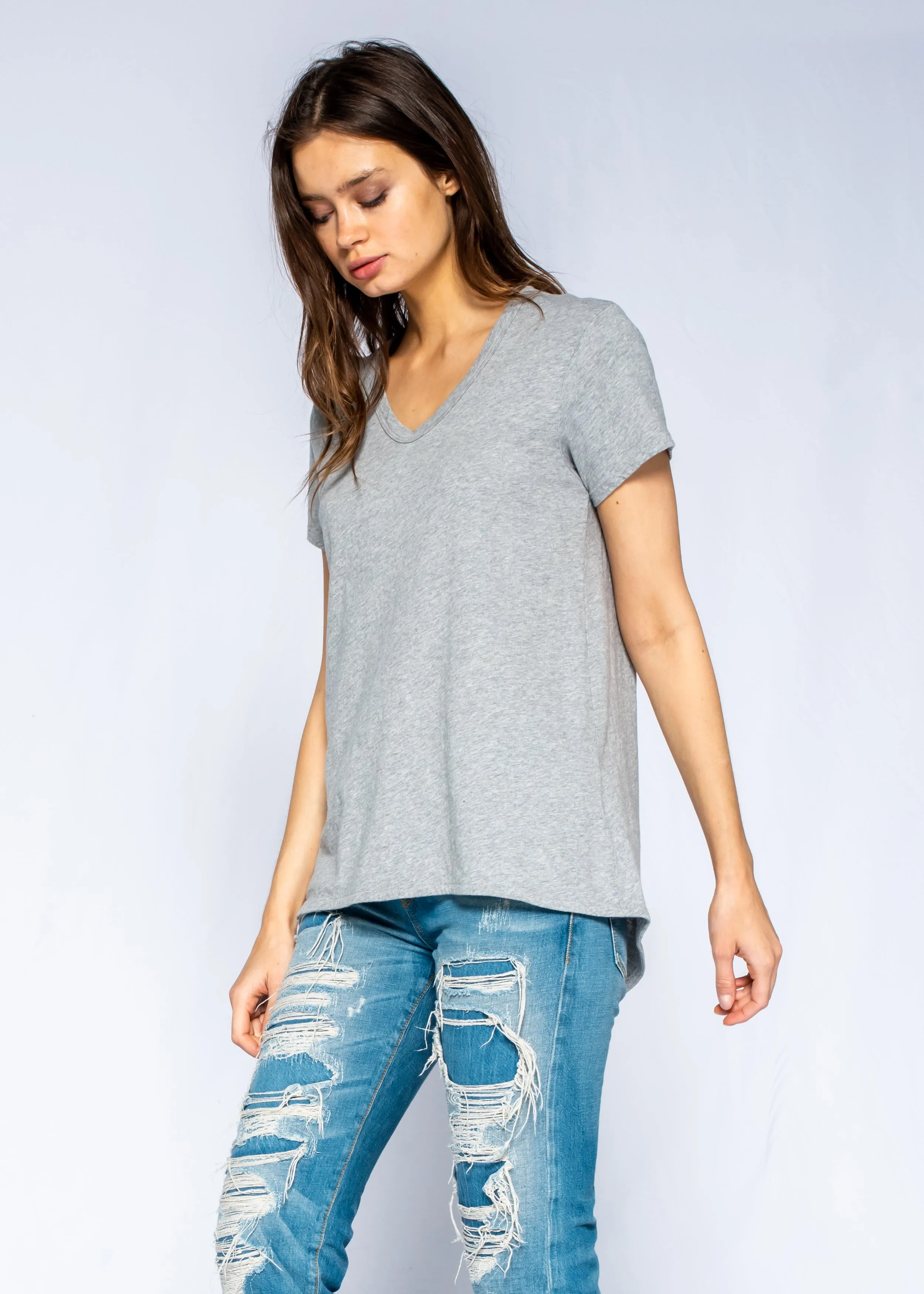 Crew Neck Short Sleeve Shrunken Boyfriend Tee