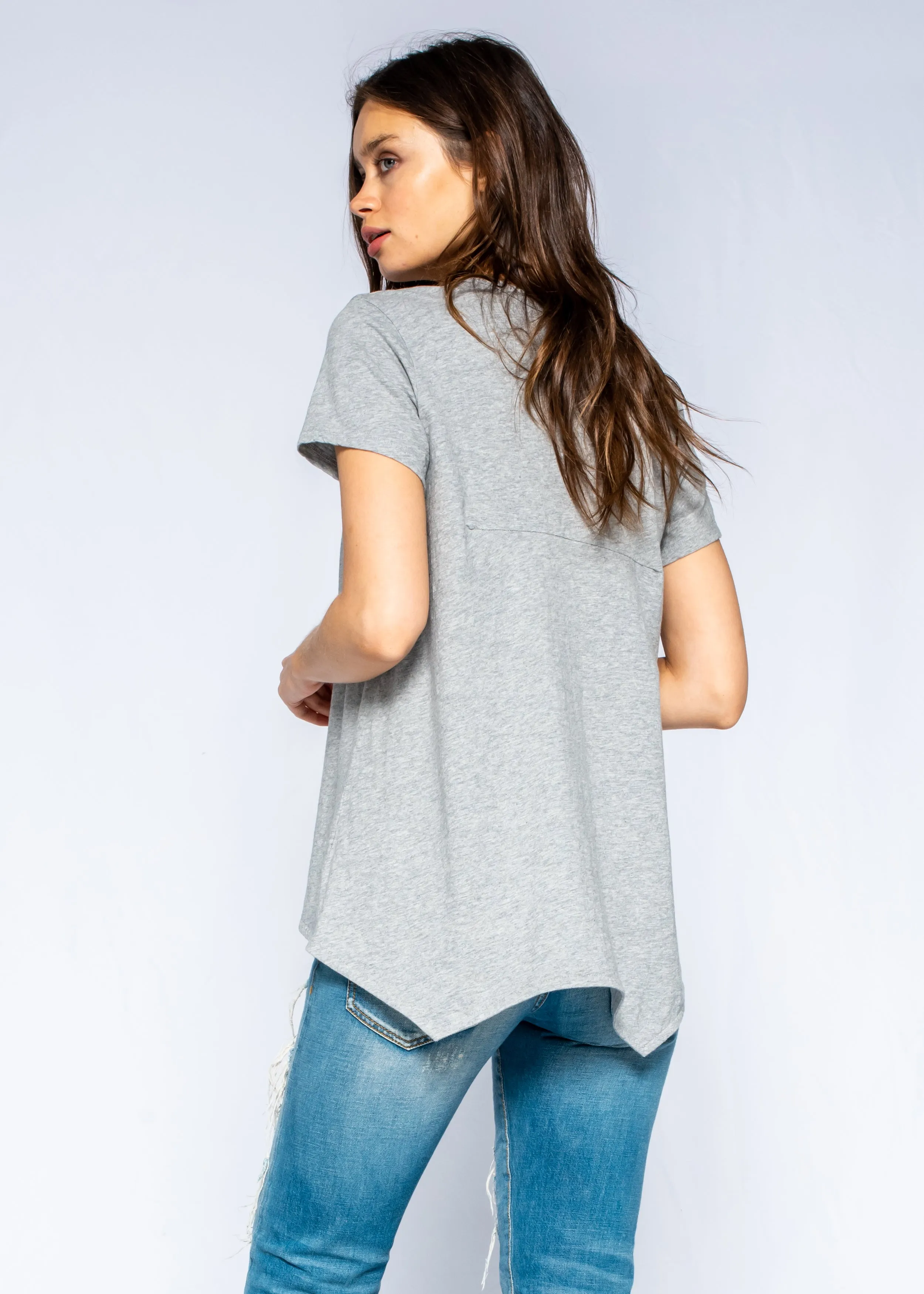 Crew Neck Short Sleeve Shrunken Boyfriend Tee