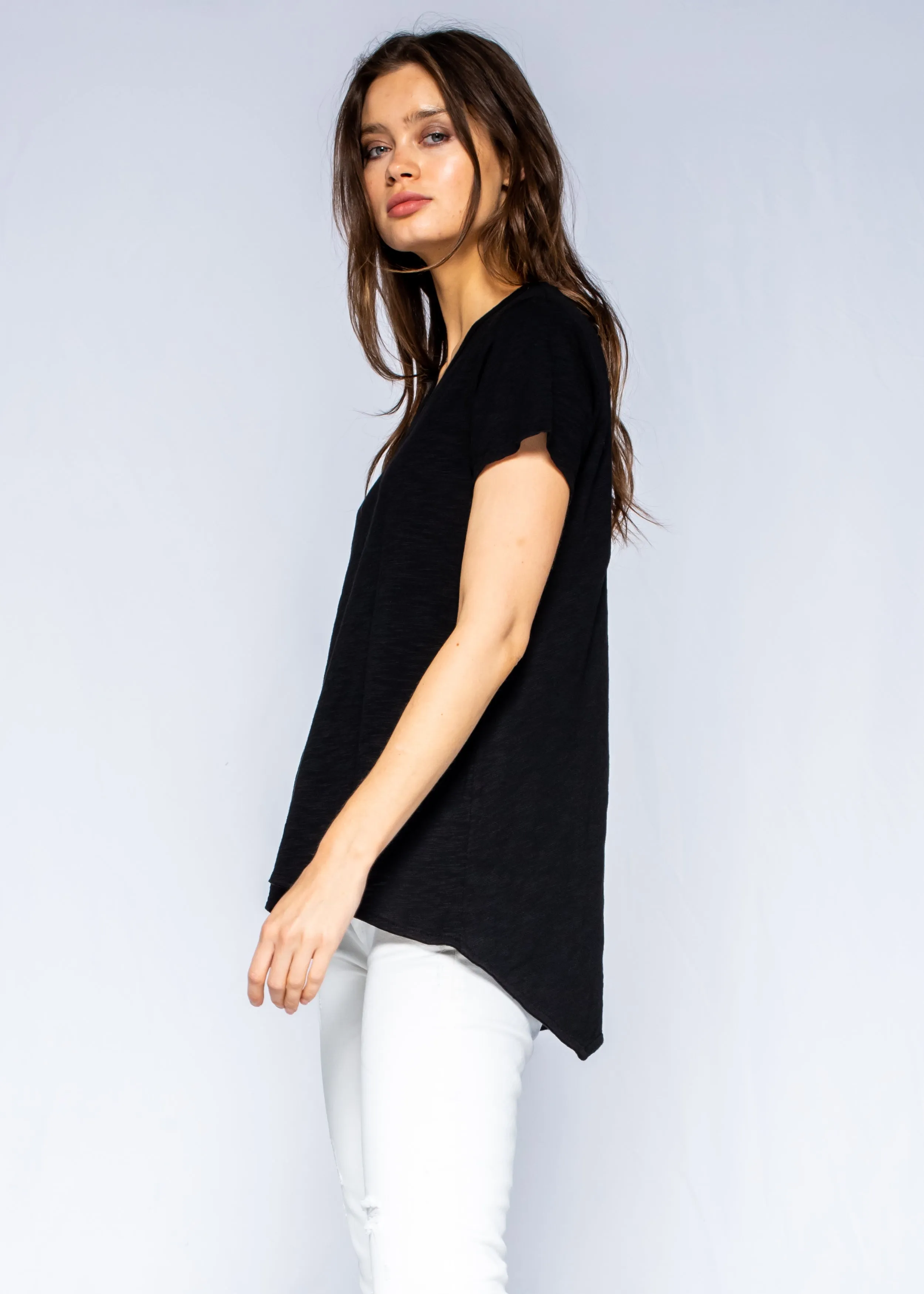 Crew Neck Short Sleeve Shrunken Boyfriend Tee