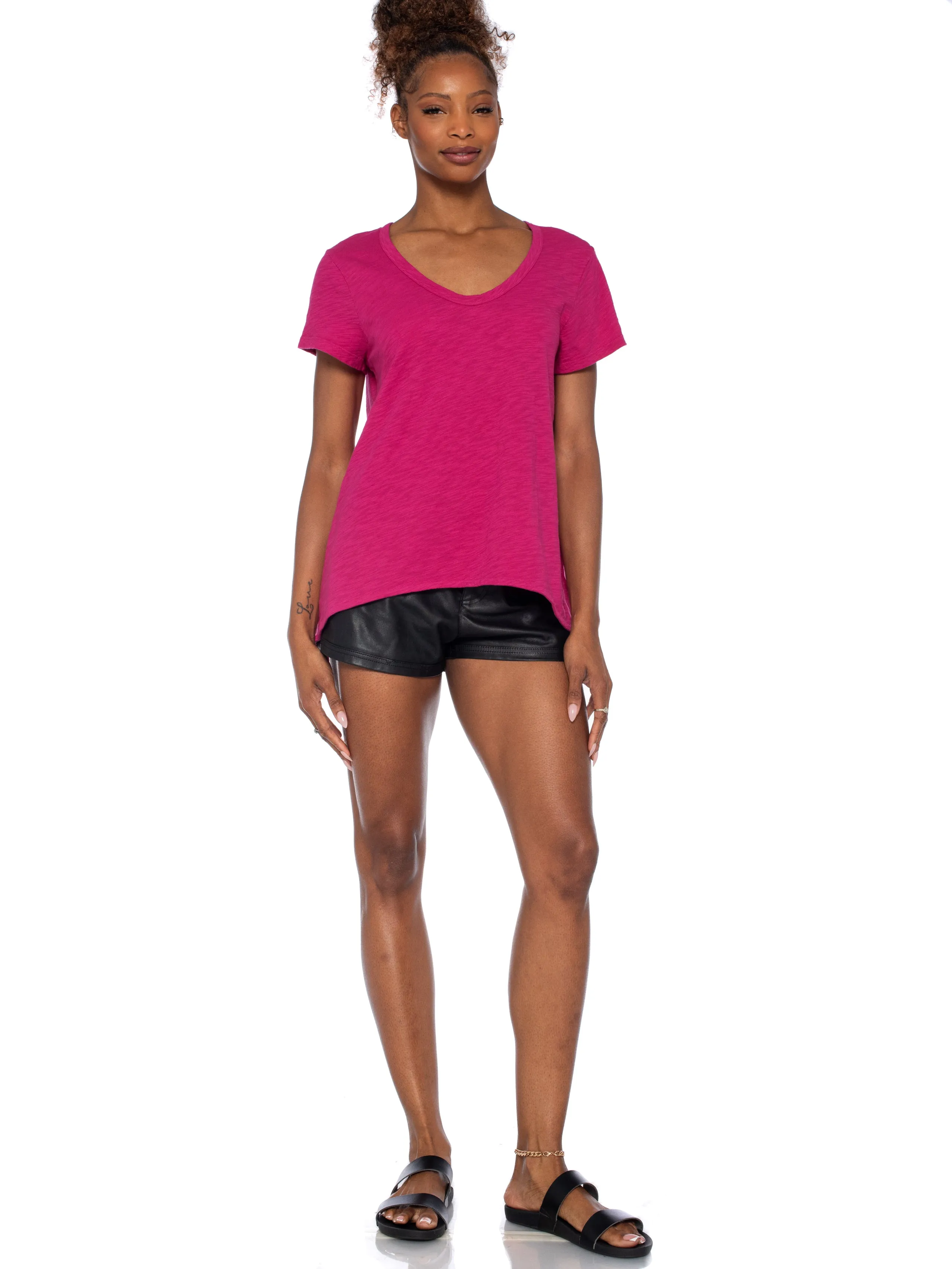 Crew Neck Short Sleeve Shrunken Boyfriend Tee