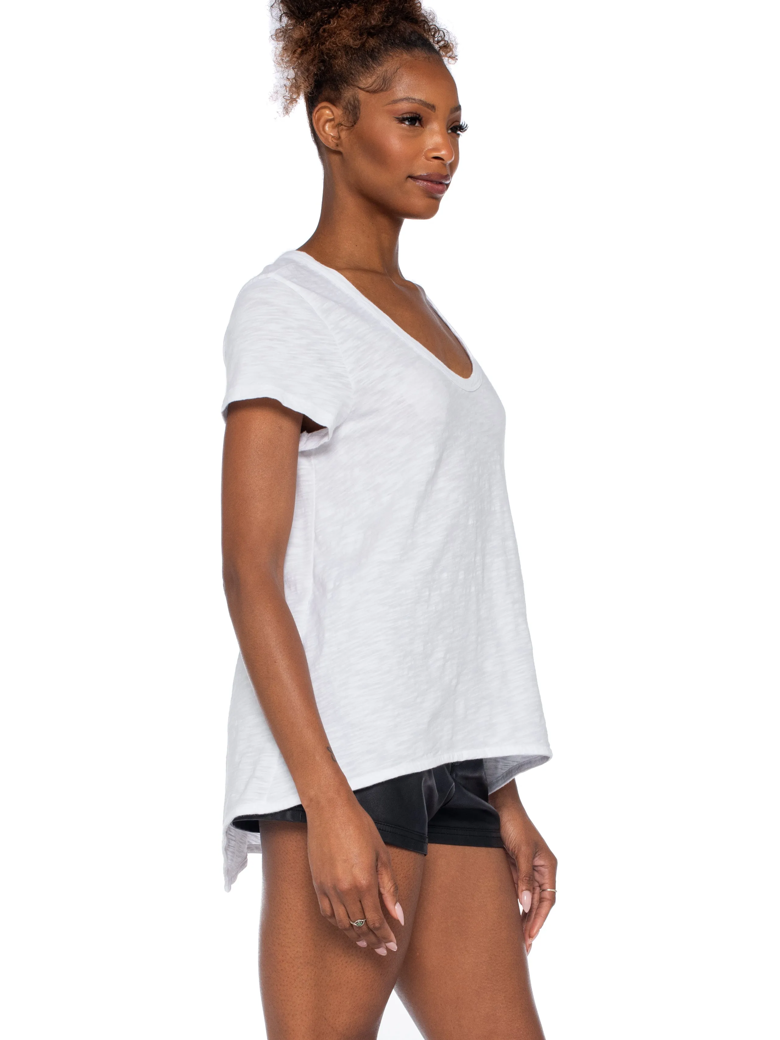Crew Neck Short Sleeve Shrunken Boyfriend Tee