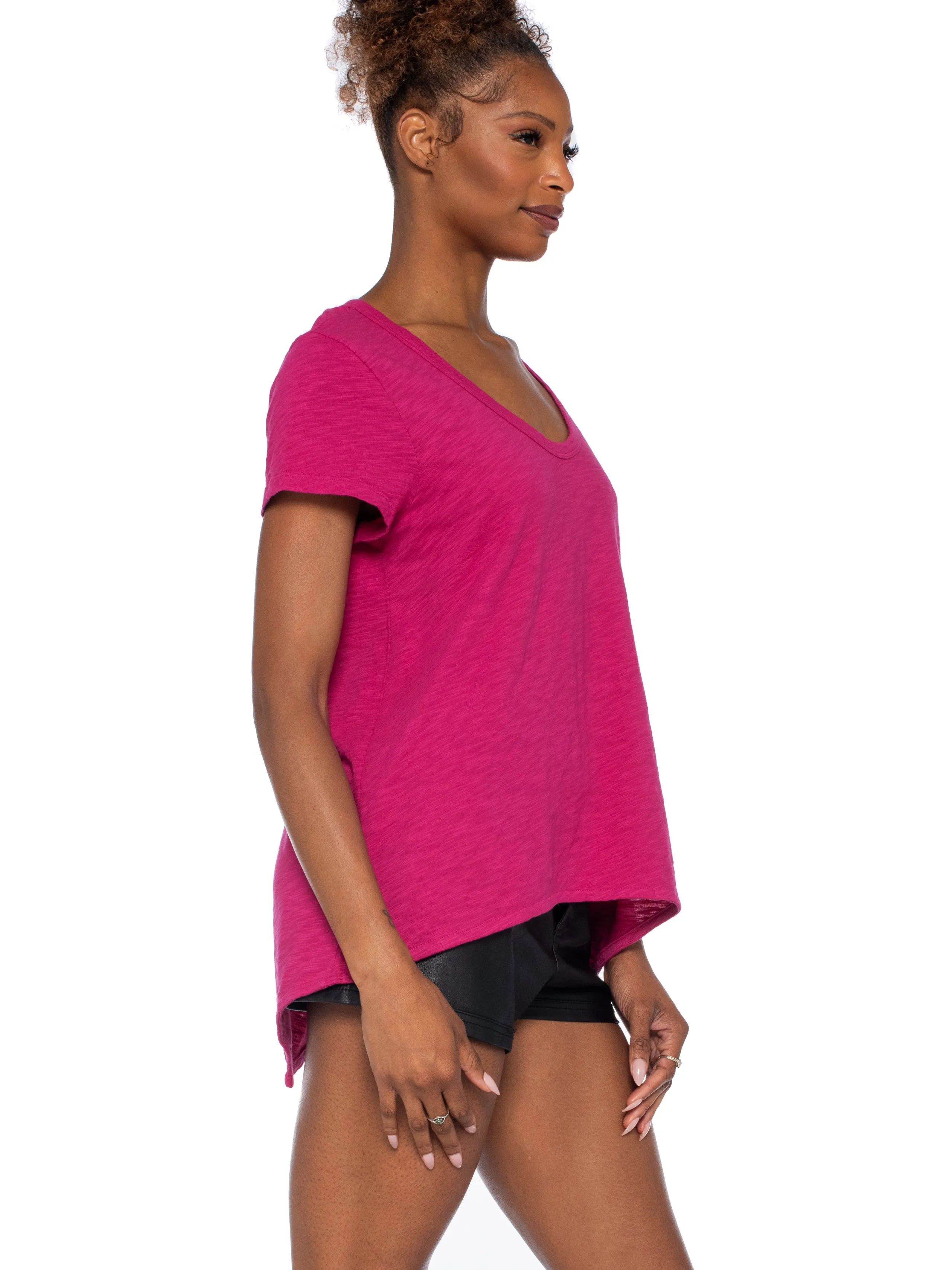Crew Neck Short Sleeve Shrunken Boyfriend Tee