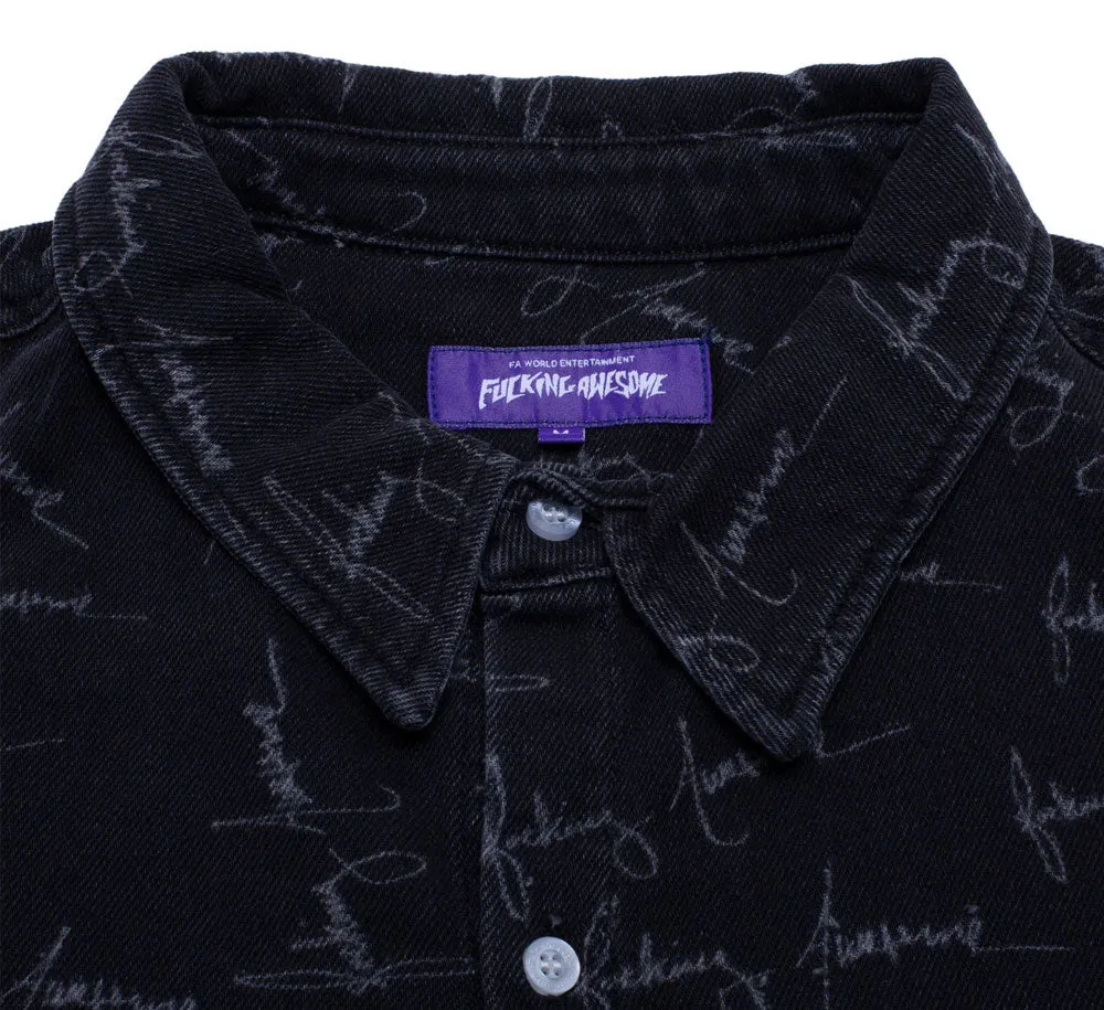 CURSIVE WASHED DENIM OVERSHIRT