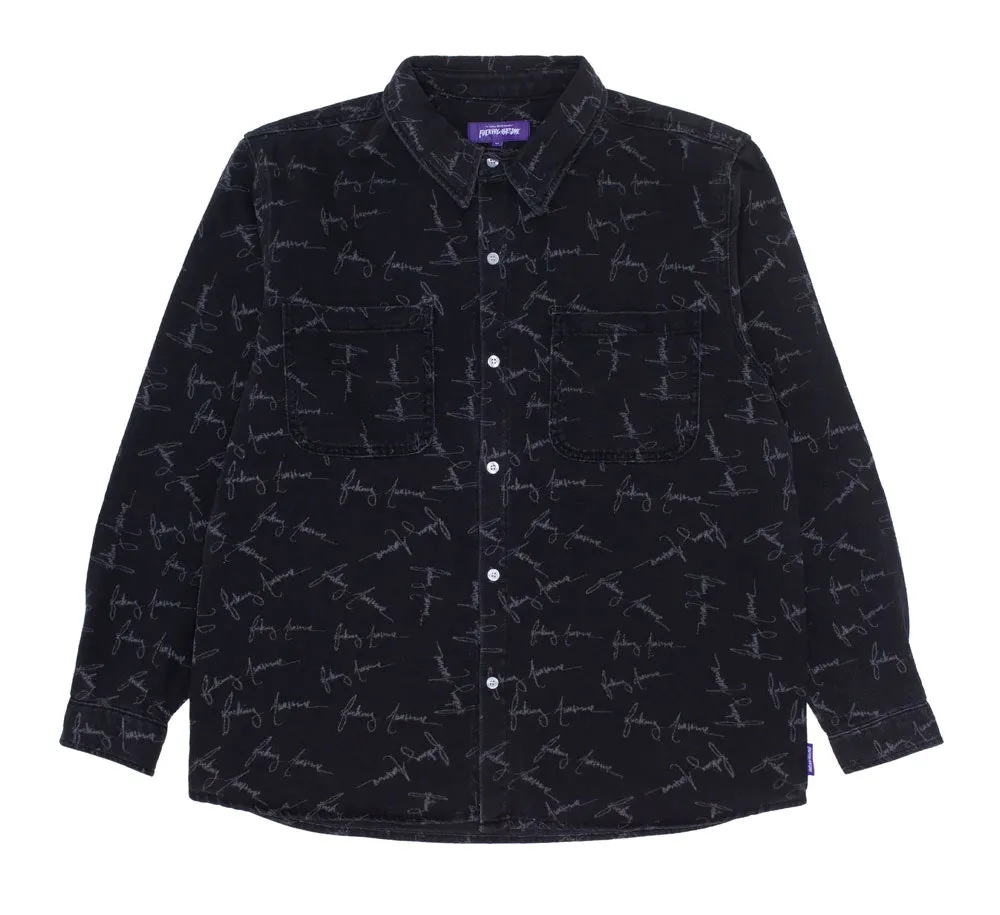 CURSIVE WASHED DENIM OVERSHIRT