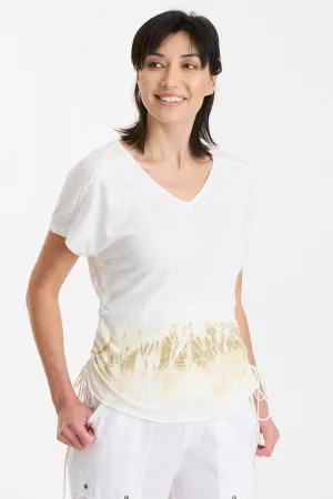 Diggory Cinched Cord V-Neck Jersey Tee
