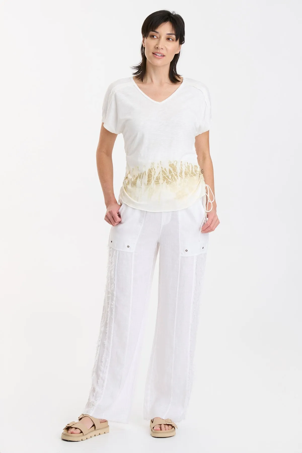 Diggory Cinched Cord V-Neck Jersey Tee