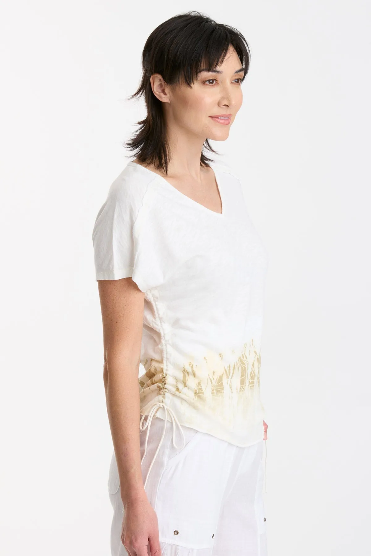 Diggory Cinched Cord V-Neck Jersey Tee