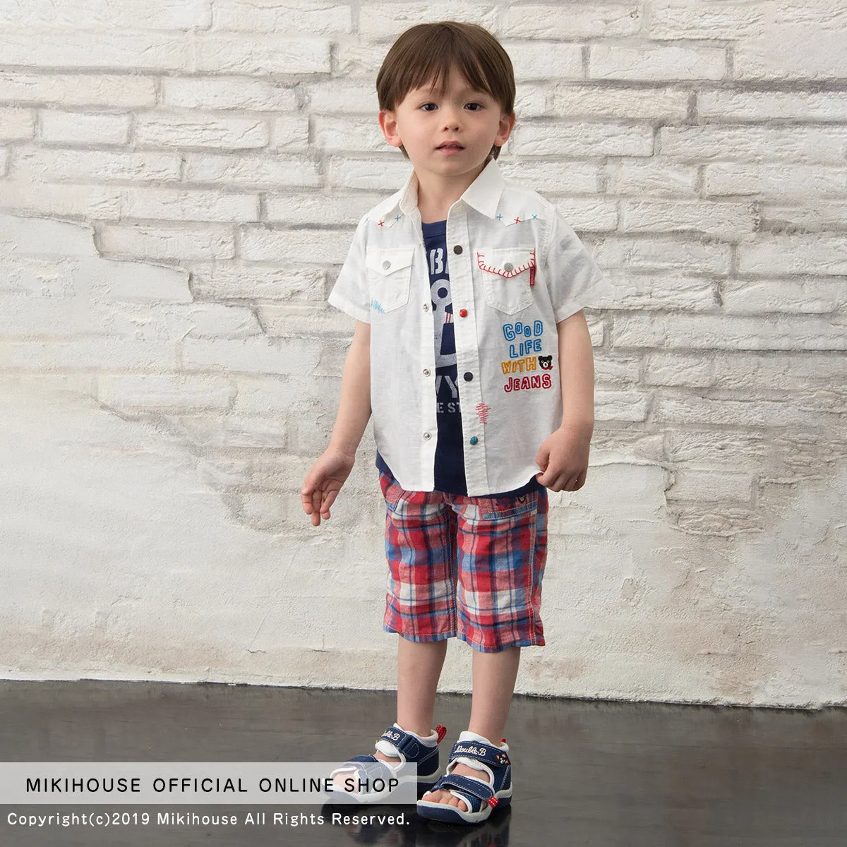 DOUBLE B Short Sleeve Shirt with Enameled Buttons