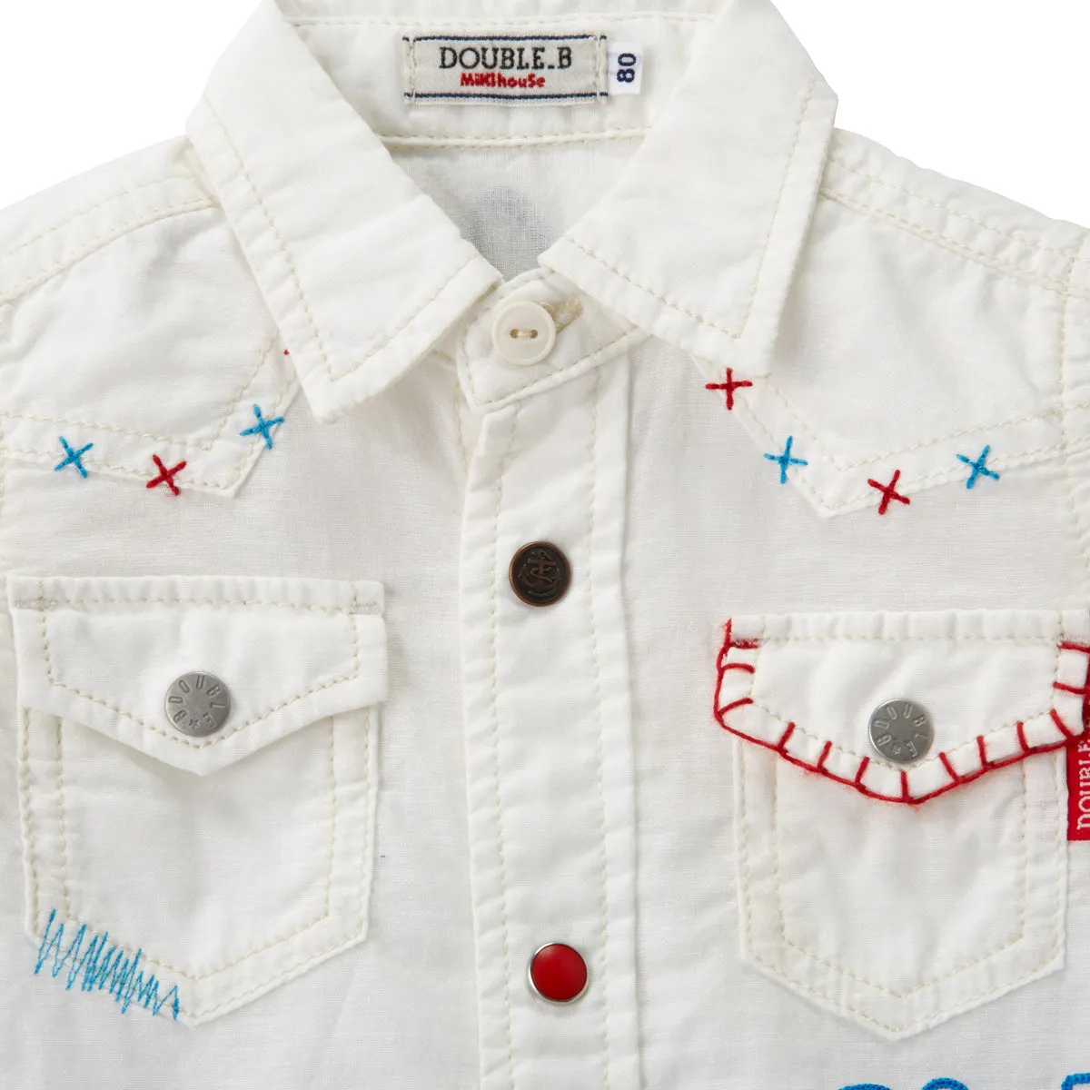DOUBLE B Short Sleeve Shirt with Enameled Buttons