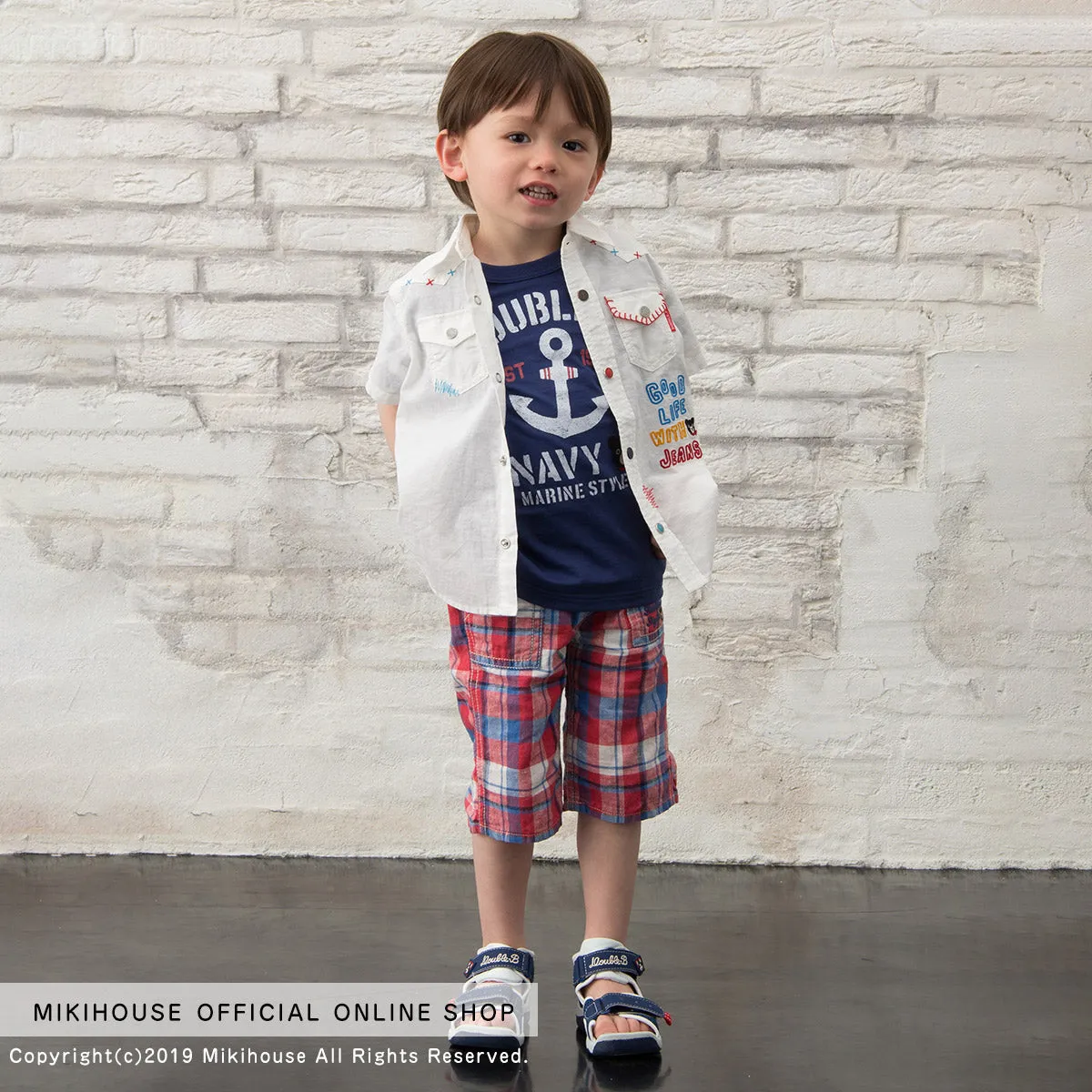 DOUBLE B Short Sleeve Shirt with Enameled Buttons