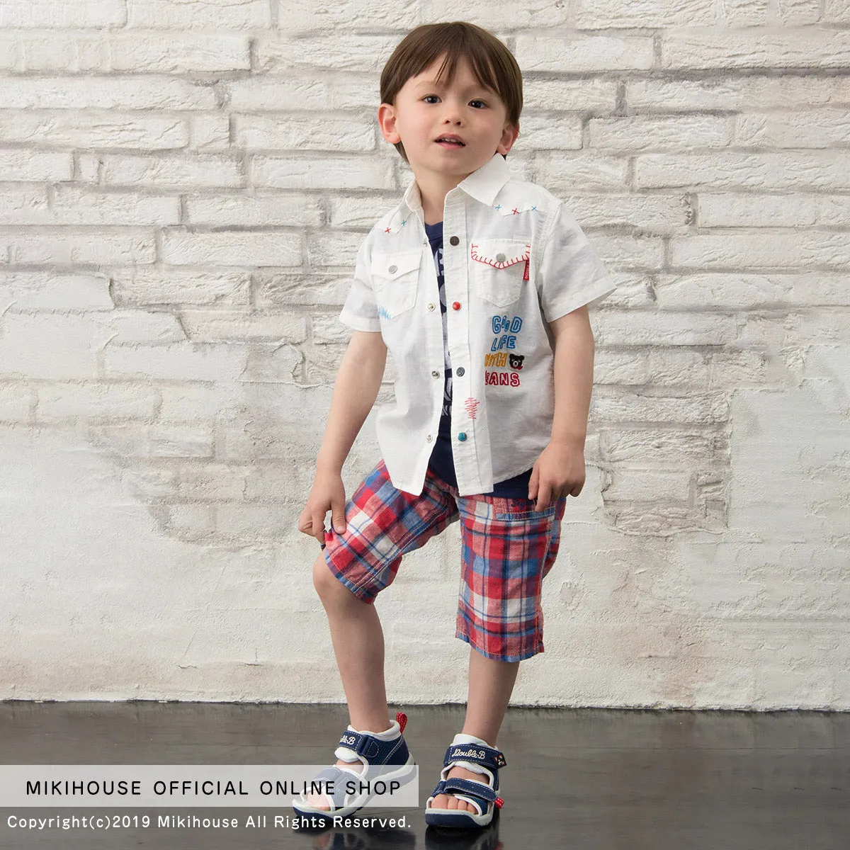 DOUBLE B Short Sleeve Shirt with Enameled Buttons