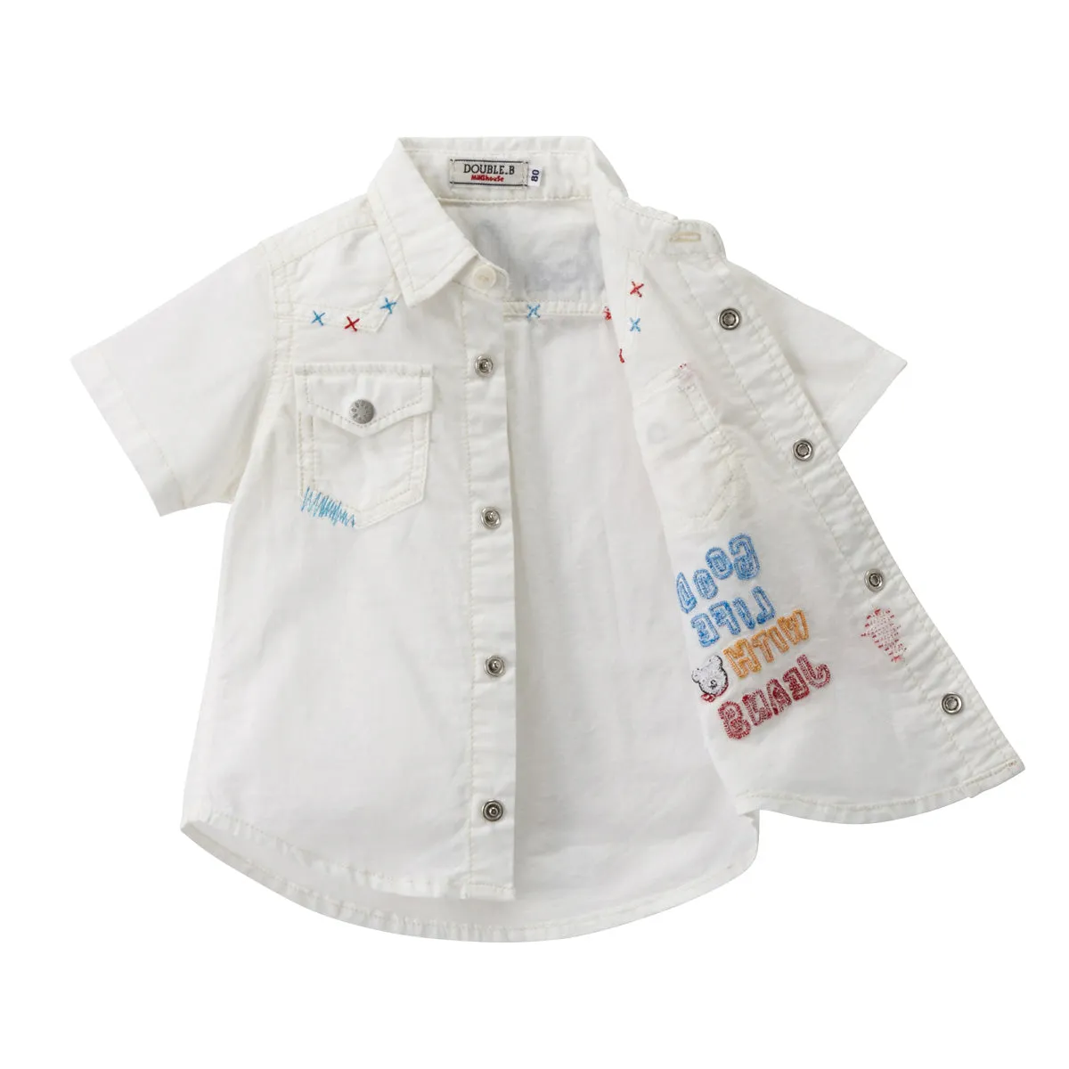 DOUBLE B Short Sleeve Shirt with Enameled Buttons