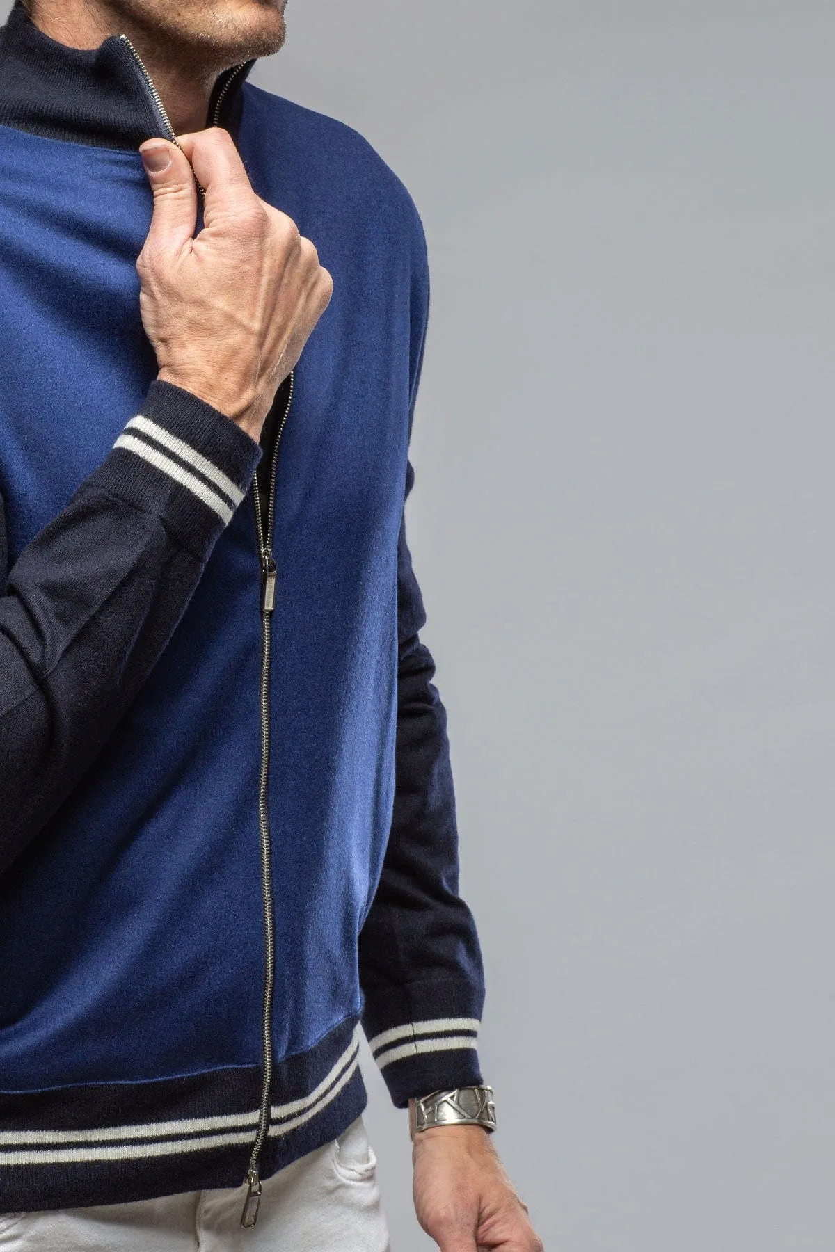 Entoto Cashmere Baseball Jacket In Navy