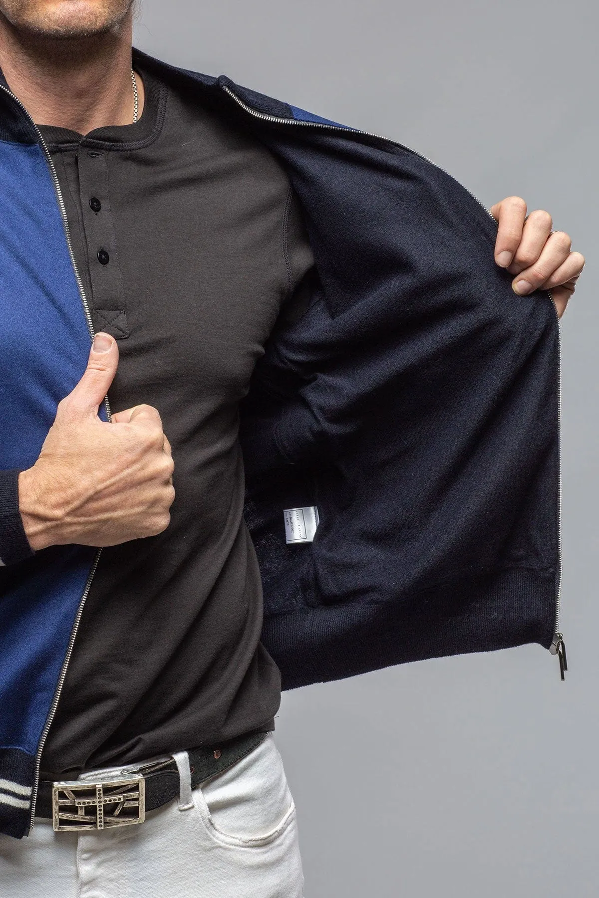 Entoto Cashmere Baseball Jacket In Navy
