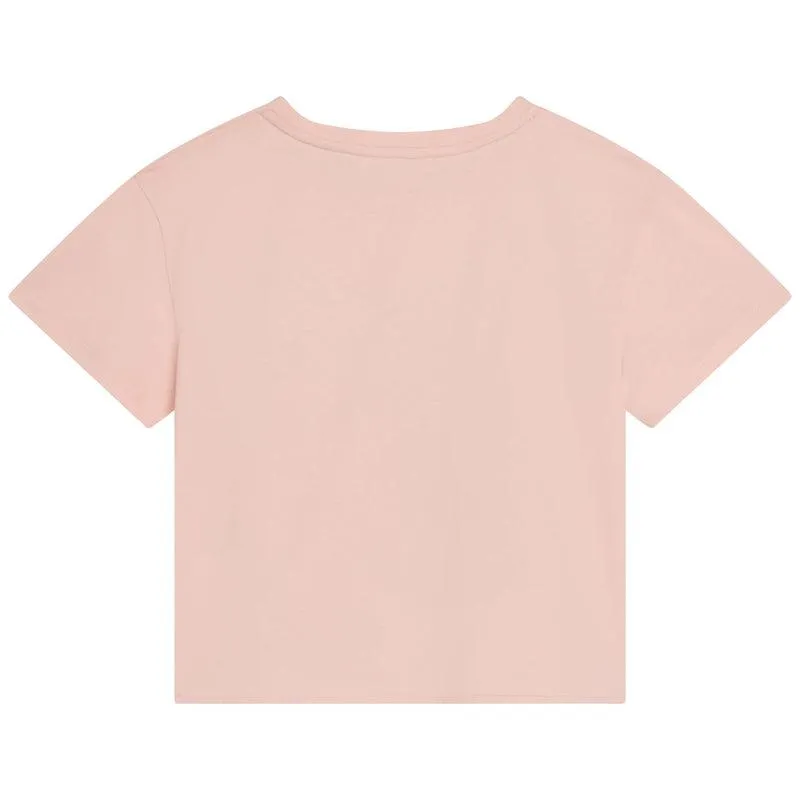 Girls Peach Ribbon Logo T-Shirt
