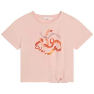 Girls Peach Ribbon Logo T-Shirt