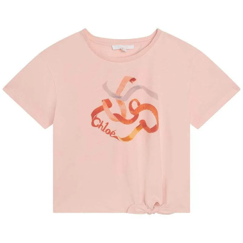 Girls Peach Ribbon Logo T-Shirt