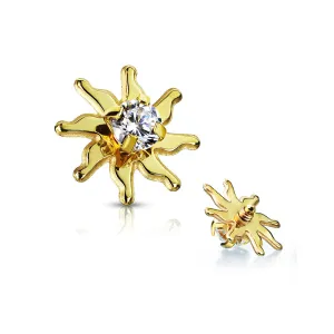 Golden Blazing Sun Sparkle Dermal Anchor Top
