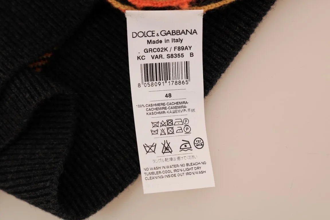 Gray Knitted Cashmere Cardigan Sweater