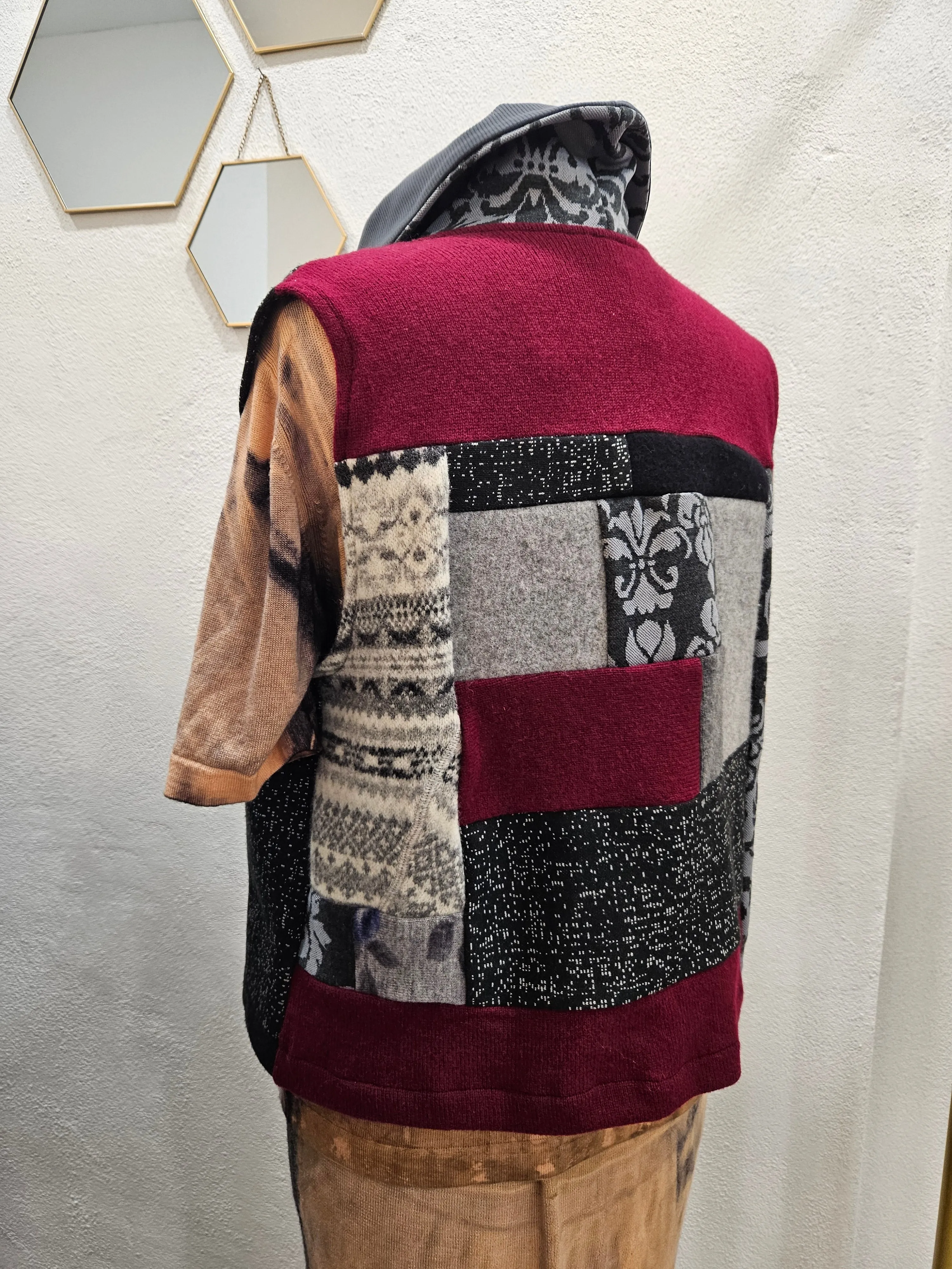 Grey Crimson Multiway Vest - Butterfly Collar