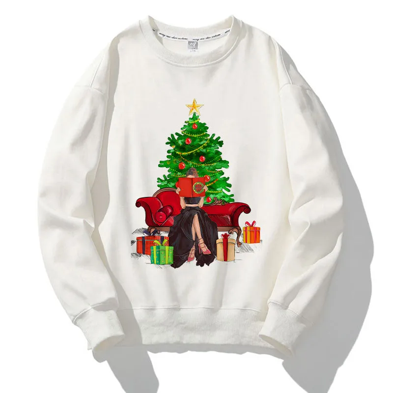 Happy 2021 Christmas O-Neck White Sweater O