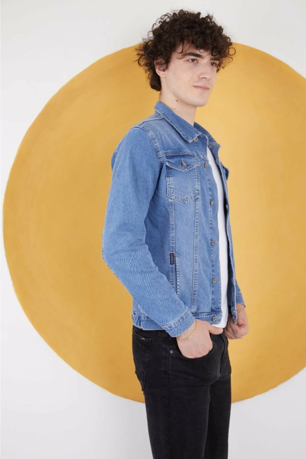HB Mens Denim Jacket Stretchable Fine Lycra