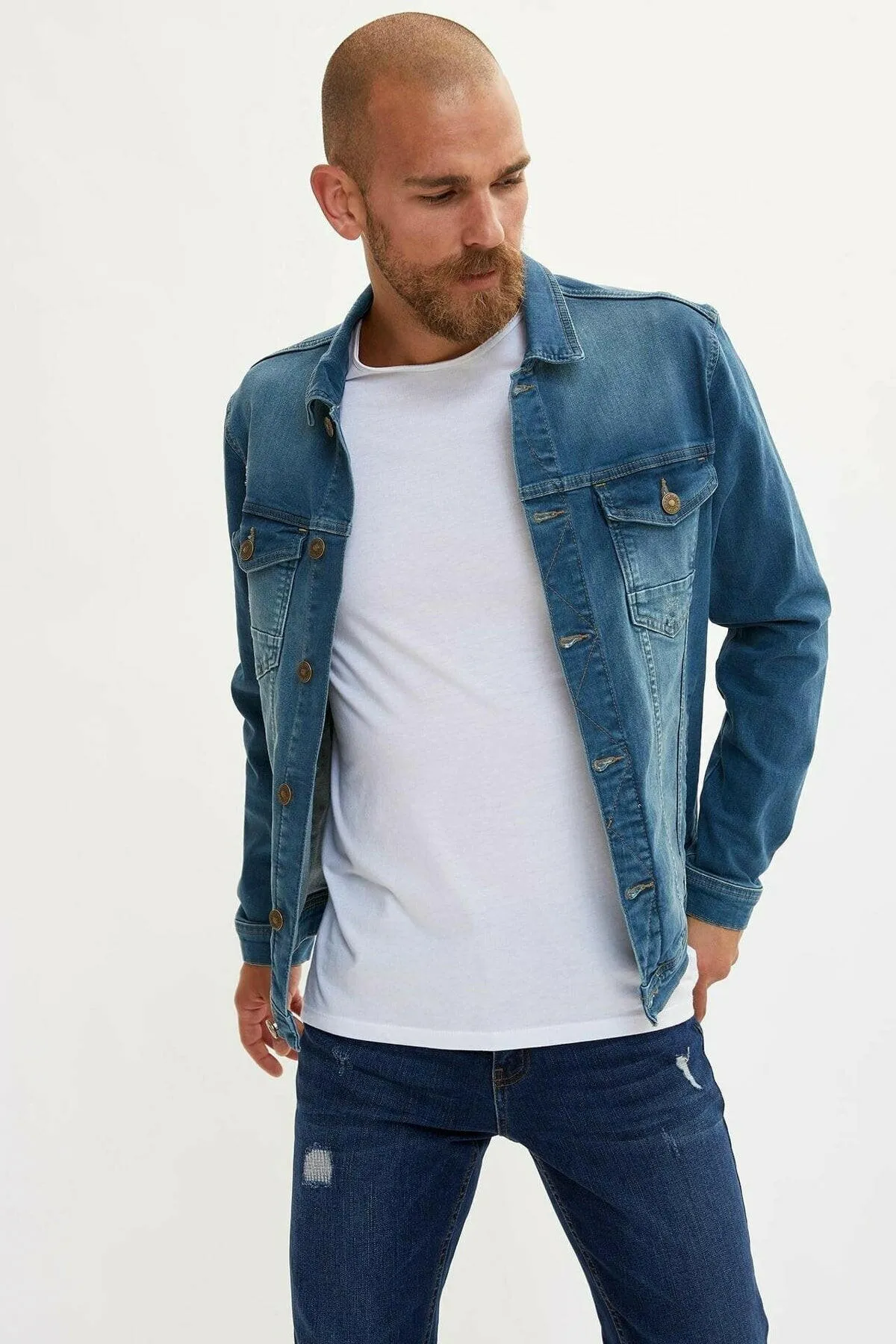 HB Mens Denim Jacket Stretchable Fine Lycra
