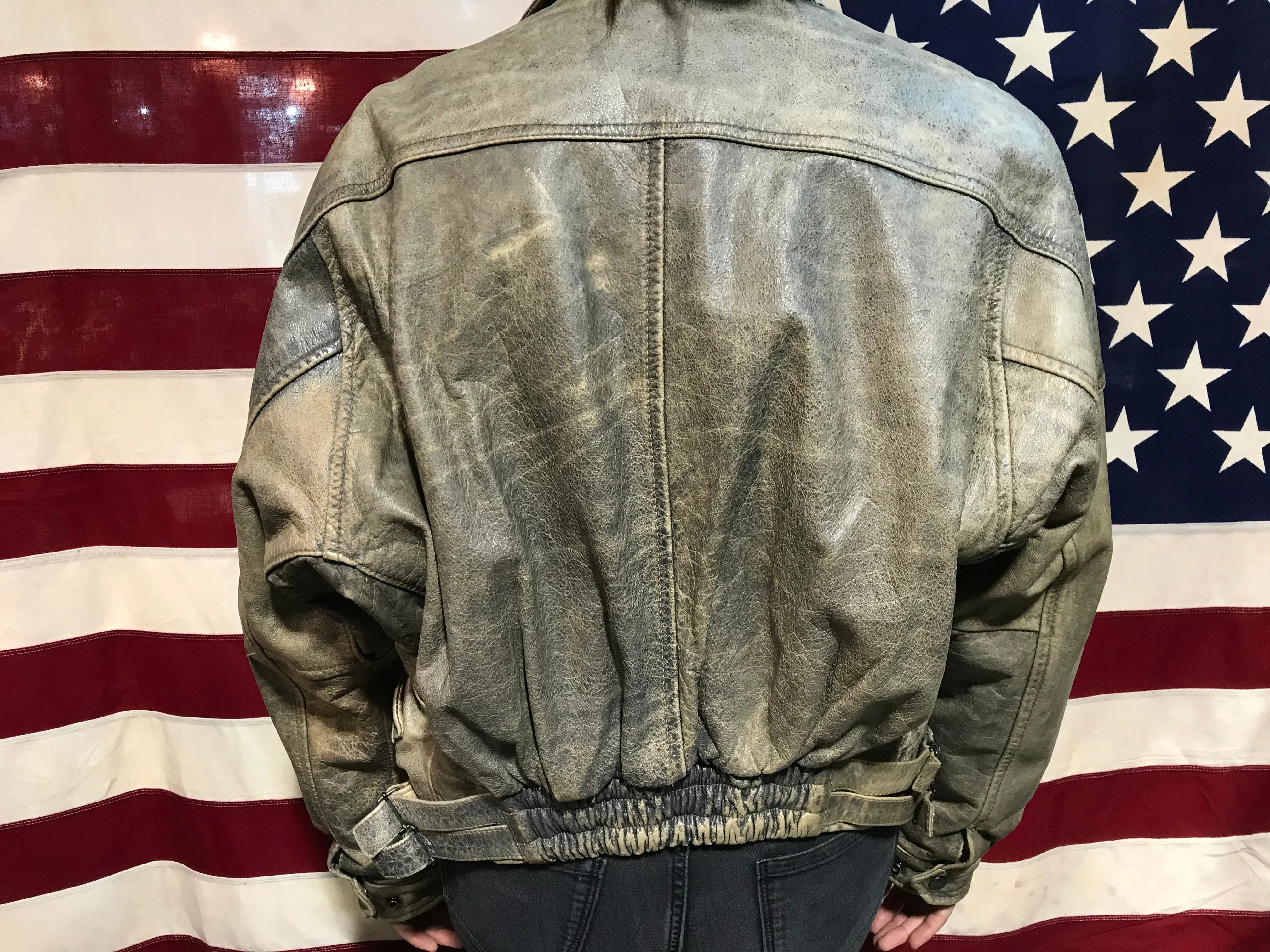 Joshua Ross 80’s Vintage Leather Mens Bomber Jacket