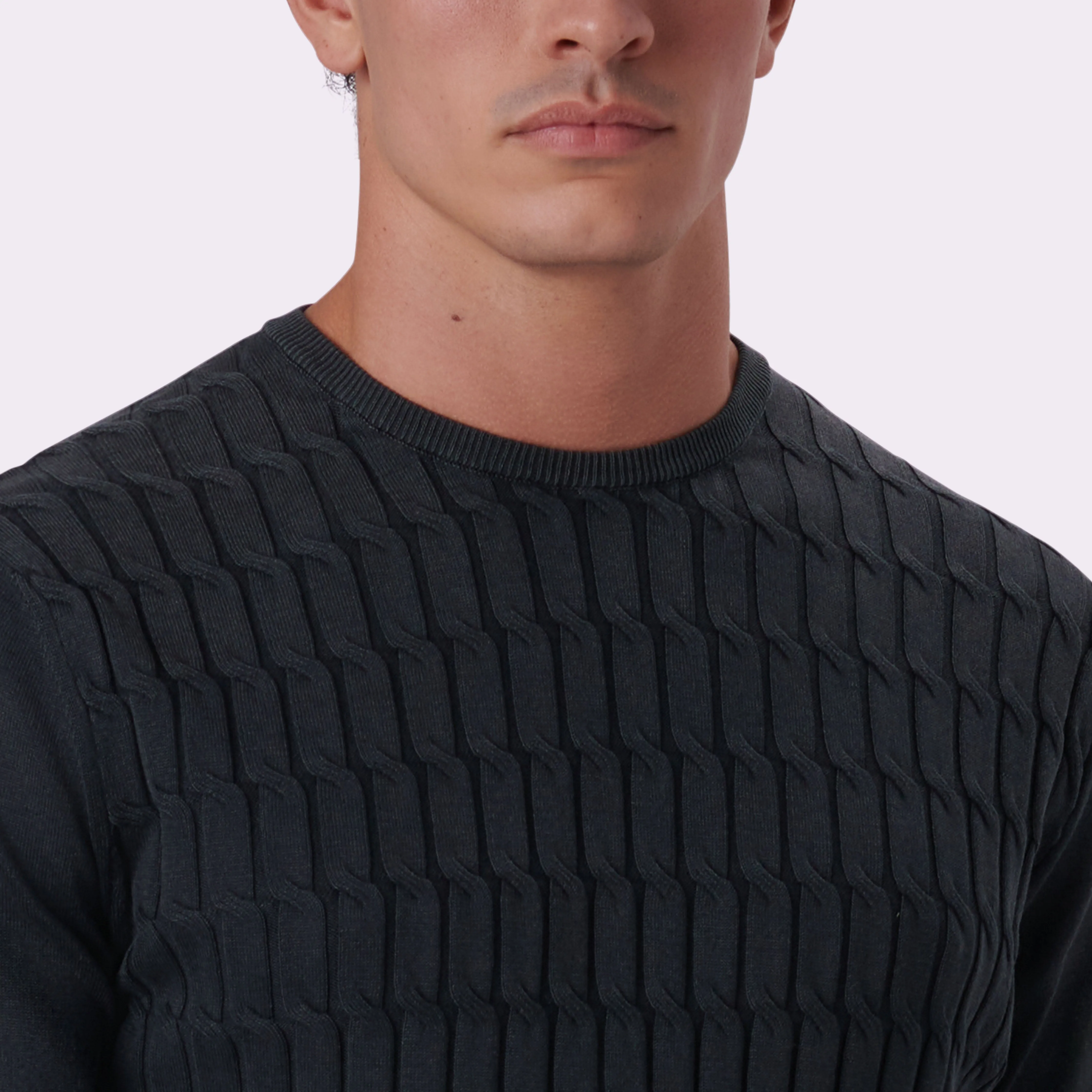 Knit Stitch Crew Neck Sweater