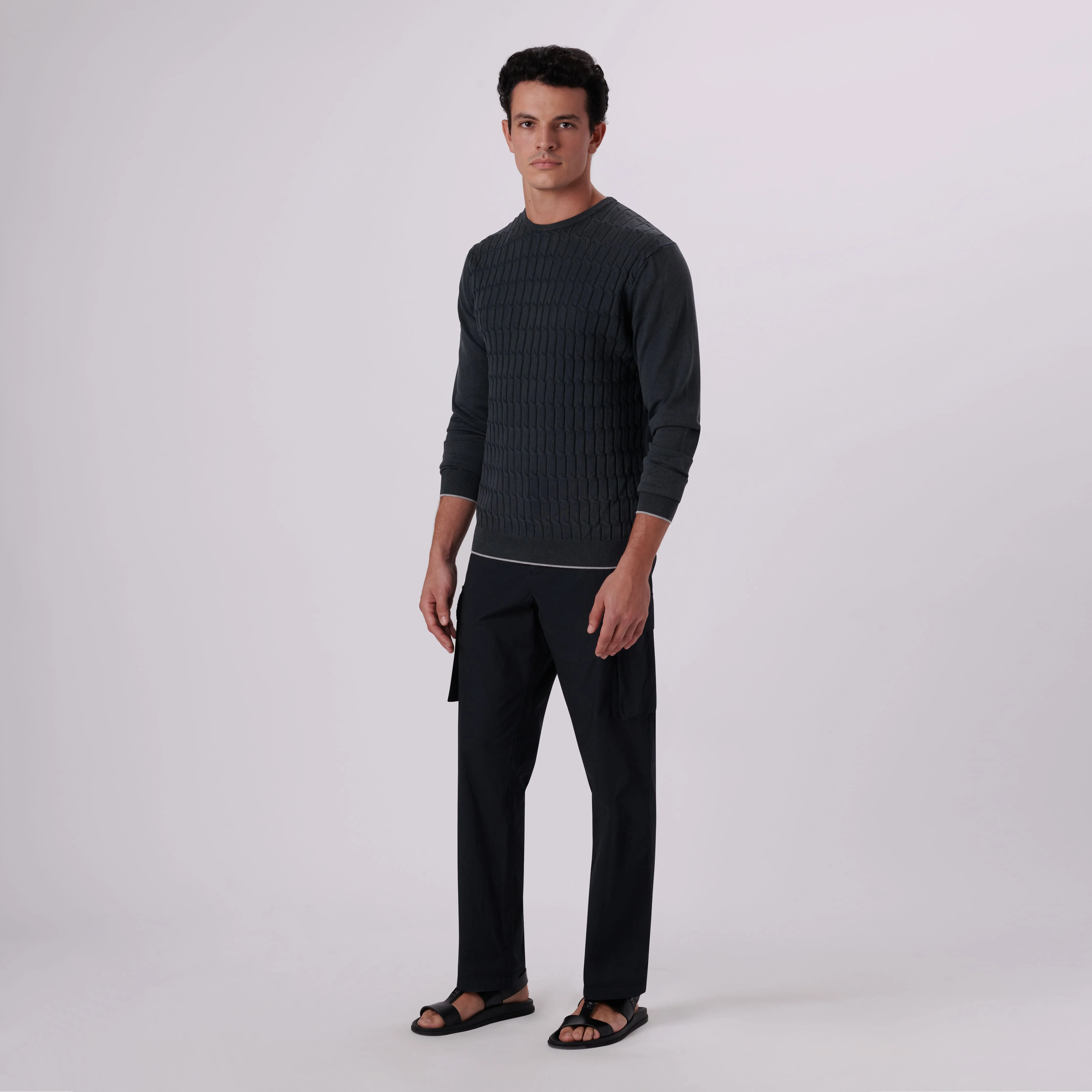 Knit Stitch Crew Neck Sweater