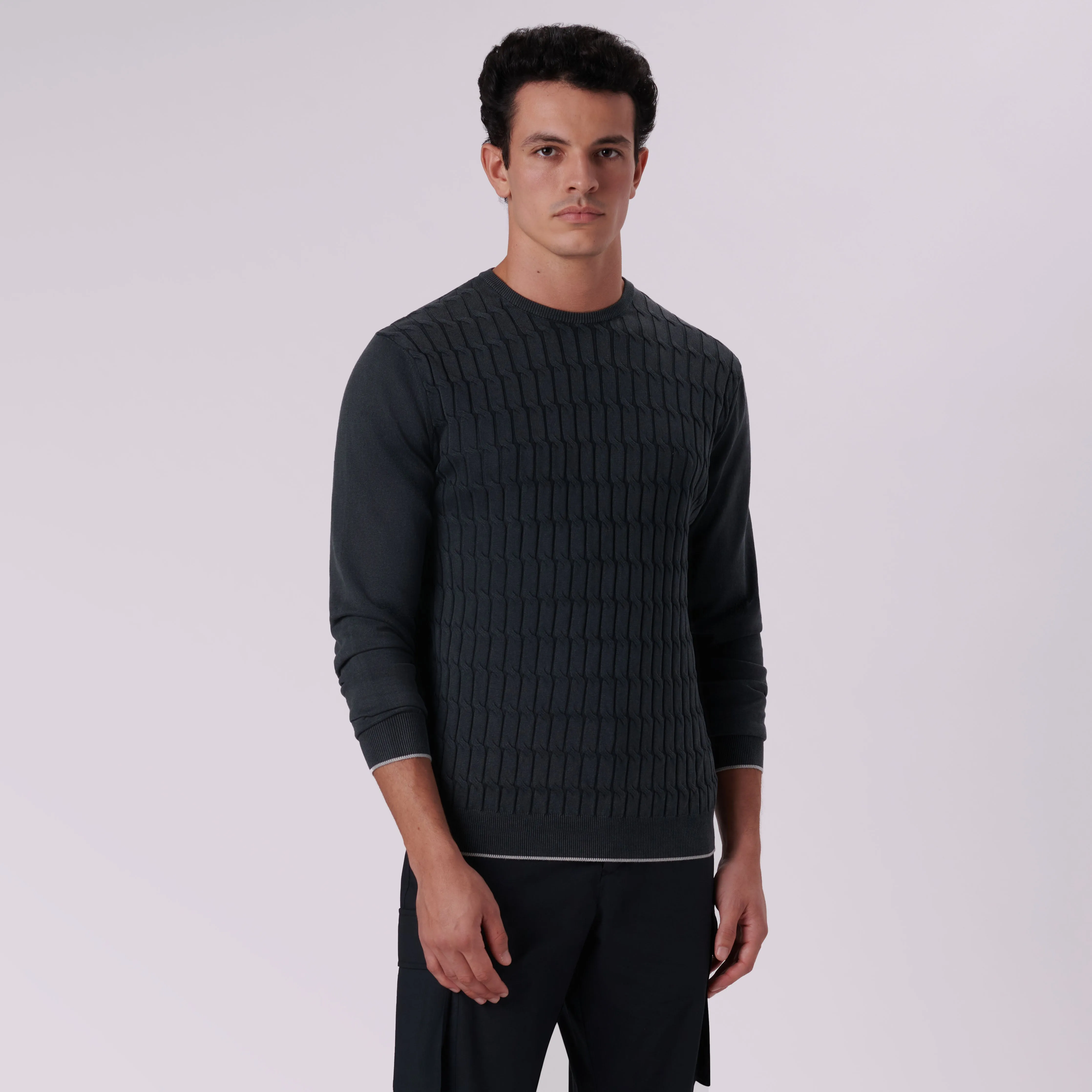 Knit Stitch Crew Neck Sweater