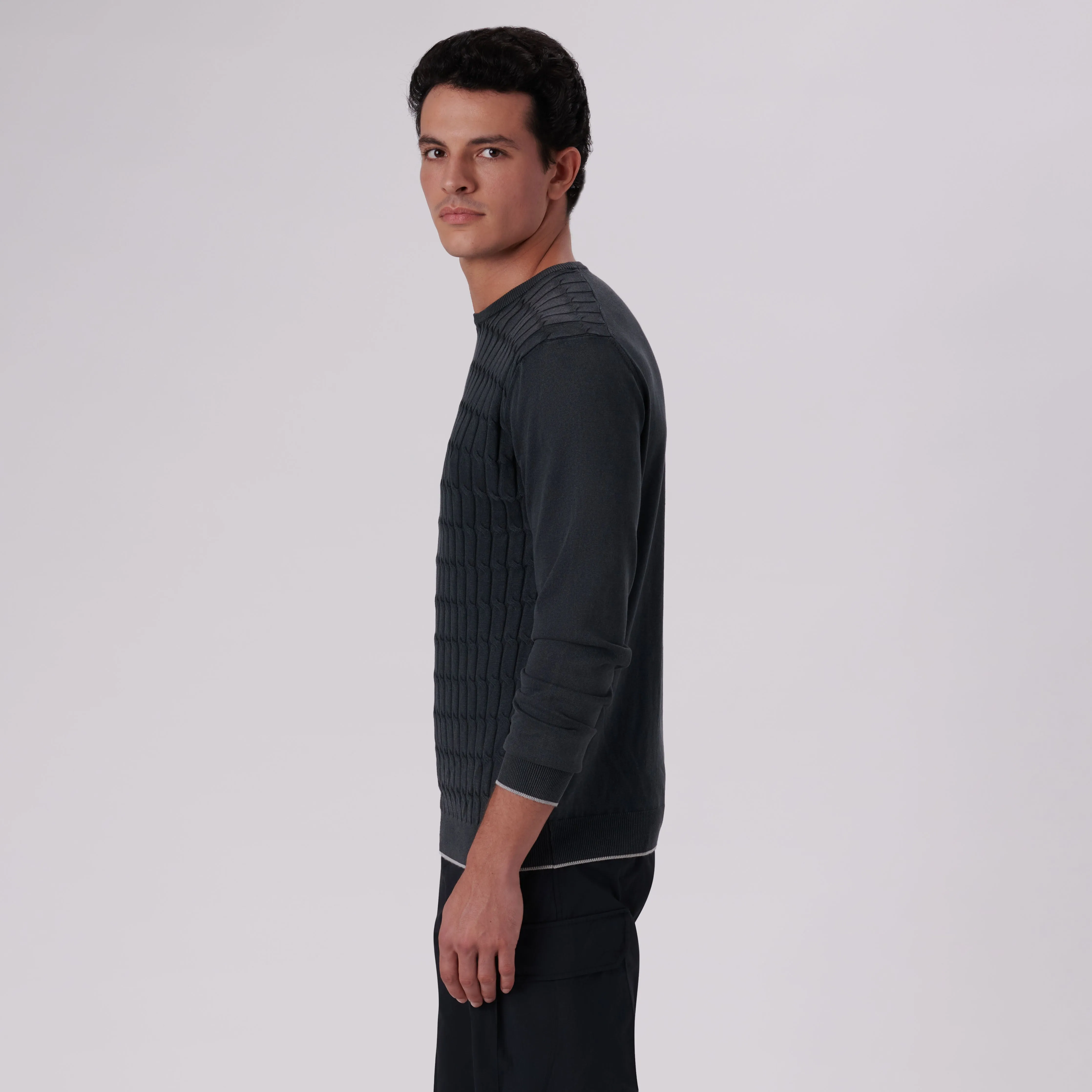 Knit Stitch Crew Neck Sweater