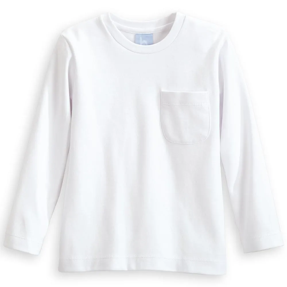 Long Sleeve Pima Mac Tee with Pocket -- White